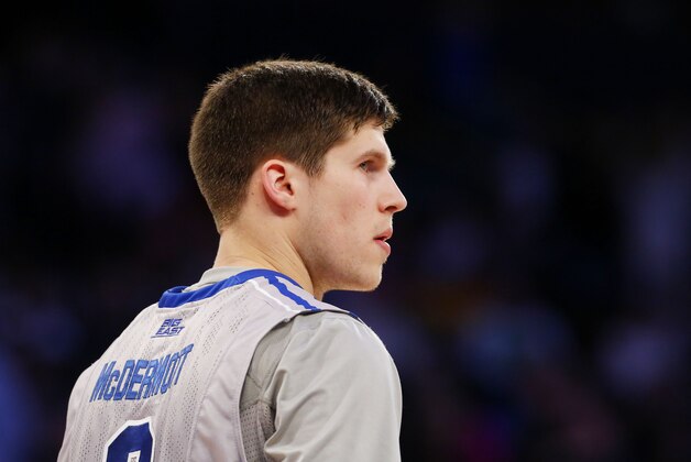 NEW YORK, NY - MARCH 15:  Doug McDermott #3 of the Creighton Bluejays reacts in the second half of their game against the Providence Friars during the Championship game of the 2014 Men's Big East Basketball Tournament at Madison Square Garden on March 15, 2014 in New York City.  (Photo by Jim McIsaac/Getty Images)