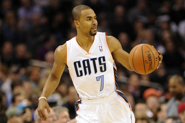 Feb 8, 2014; Charlotte, NC, USA; Charlotte Bobcats guard Ramon Sessions (7) brings the ball down court during the first half of the game against the San Antonio Spurs at Time Warner Cable Arena. Mandatory Credit: Sam Sharpe-USA TODAY Sports Feb 8, 2014; Charlotte, NC, USA; Charlotte Bobcats guard Ramon Sessions (7) brings the ball down court during the first half of the game against the San Antonio Spurs at Time Warner Cable Arena. Mandatory Credit: Sam Sharpe-USA TODAY Sports