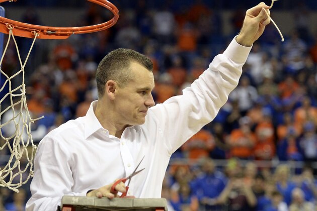 Florida coach Billy Donovan holds up a piece of the net after the Gators became the first team in Southeastern Conference history to go 18-0 in league pla, Saturday, March 8, 2014 in Gainesville, Fla. Florida defeated Kentucky 84-65 Saturday in an NCAA college basketball game. (AP Photo/Phil Sandlin) Florida coach Billy Donovan holds up a piece of the net after the Gators became the first team in Southeastern Conference history to go 18-0 in league pla, Saturday, March 8, 2014 in Gainesville, Fla. Florida defeated Kentucky 84-65 Saturday in an NCAA college basketball game. (AP Photo/Phil Sandlin)