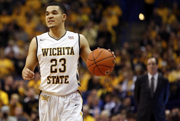 Mar 9, 2014; St. Louis, MO, USA; Wichita State Shockers guard Fred VanVleet (23) brings the ball up court during the championship game of the Missouri Valley Conference basketball tournament against the Indiana State Sycamores at Scotttrade Center.Wichita won 83-69. Mandatory Credit: Scott Kane-USA TODAY Sports Mar 9, 2014; St. Louis, MO, USA; Wichita State Shockers guard Fred VanVleet (23) brings the ball up court during the championship game of the Missouri Valley Conference basketball tournament against the Indiana State Sycamores at Scotttrade Center.Wichita won 83-69. Mandatory Credit: Scott Kane-USA TODAY Sports