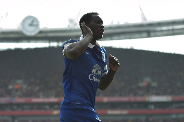 Everton's Romelu Lukaku celebrates after scoring against Arsenal, during their FA Cup quarterfinal soccer match, at Emirates Stadium, in London, Saturday, March 8, 2014. (AP Photo/Bogdan Maran) Everton's Romelu Lukaku celebrates after scoring against Arsenal, during their FA Cup quarterfinal soccer match, at Emirates Stadium, in London, Saturday, March 8, 2014. (AP Photo/Bogdan Maran)