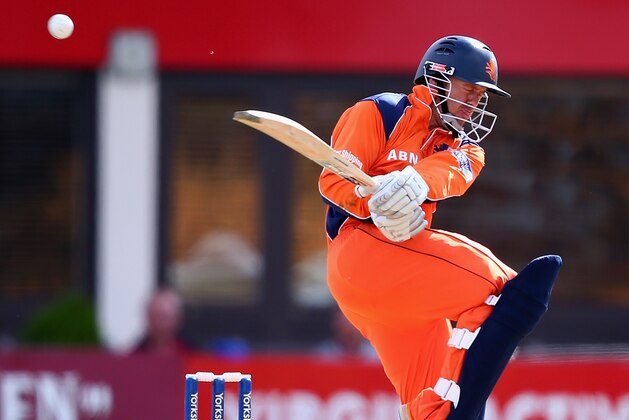 NORTHAMPTON, ENGLAND - AUGUST 15:  Stephan Myburgh of the Netherlands in action batting during the Yorkshire Bank 40 match between Northamptonshire and Holland at The County Ground on August 15, 2013 in Northampton, England.  (Photo by Clive Mason/Getty Images)