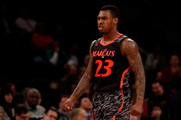 NEW YORK, NY - MARCH 14:  Sean Kilpatrick #23 of the Cincinnati Bearcats reacts in the first half against the Georgetown Hoyas during the quaterfinals of the Big East Men's Basketball Tournament at Madison Square Garden on March 14, 2013 in New York City.  (Photo by Chris Chambers/Getty Images)