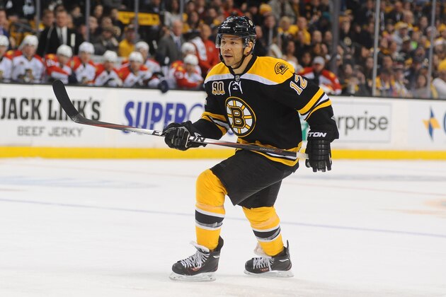 BOSTON, MA - MARCH 4: Jarome Iginla #12 of the Boston Bruins skates against the Florida Panthers at the TD Garden on March 4, 2014 in Boston, Massachusetts.  (Photo by Steve Babineau/NHLI via Getty Images)
