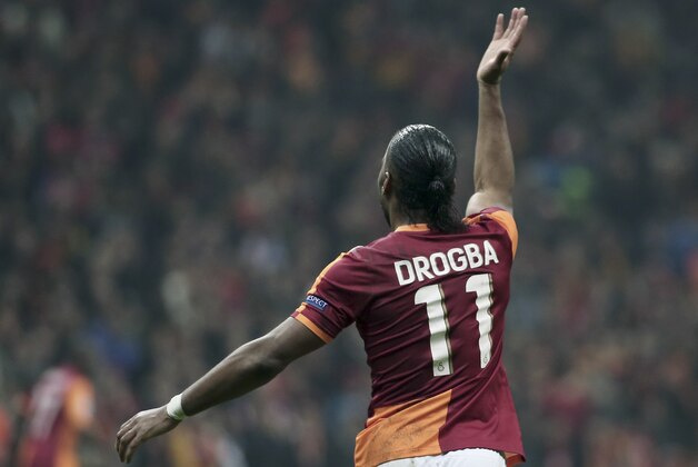 Didier Drogba of Galatasaray acknowledges cheering fans as his team plays against Chelsea during their Champions League Round of 16, First Leg match at Turk Telekom Arena Stadium in Istanbul, Turkey, Wednesday, Feb. 26, 2014. (AP Photo/Emrah Gurel) Didier Drogba of Galatasaray acknowledges cheering fans as his team plays against Chelsea during their Champions League Round of 16, First Leg match at Turk Telekom Arena Stadium in Istanbul, Turkey, Wednesday, Feb. 26, 2014. (AP Photo/Emrah Gurel)