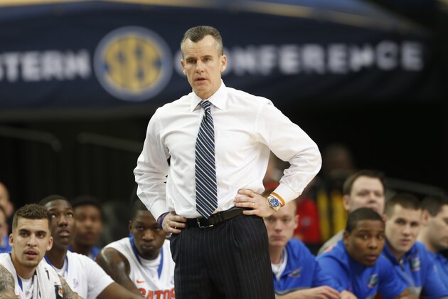Florida head coach Billy Donovan watches play against Missouri during the first half of an NCAA college basketball game in the quarterfinal round of the Southeastern Conference men's tournament, Friday, March 14, 2014, in Atlanta. (AP Photo/John Bazemore) Florida head coach Billy Donovan watches play against Missouri during the first half of an NCAA college basketball game in the quarterfinal round of the Southeastern Conference men's tournament, Friday, March 14, 2014, in Atlanta. (AP Photo/John Bazemore)