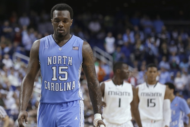 FILE - In this March 17, 2013, file photo, North Carolina's P.J. Hairston (15) walks downcourt during NCAA college basketball game against Miami in the championship of the Atlantic Coast Conference tournament in Greensboro, N.C. Hairston says he will play in the NBA Development League. In a statement, Hairston said he submitted paperwork to play in the league Friday afternoon, Jan. 10, 2014. The Tar Heels' leading scorer never played this season after the school decided last month not to seek his reinstatement for NCAA rules violations.(AP Photo/Gerry Broome, File)