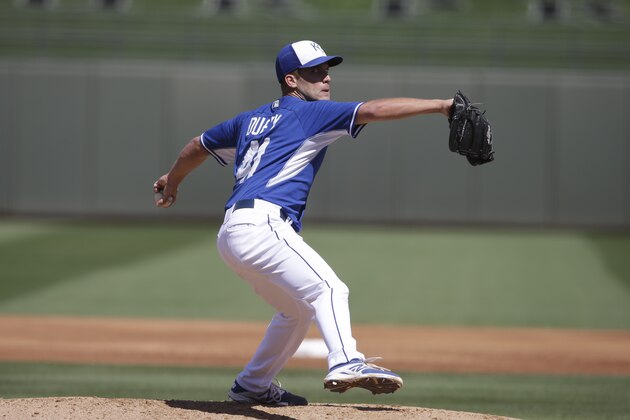 Kansas City Royals starting pitcher Danny Duffy throws during a spring exhibition baseball game against the Oakland Athletics Friday, March 14, 2014, in Surprise, Ariz. (AP Photo/Darron Cummings) Kansas City Royals starting pitcher Danny Duffy throws during a spring exhibition baseball game against the Oakland Athletics Friday, March 14, 2014, in Surprise, Ariz. (AP Photo/Darron Cummings)