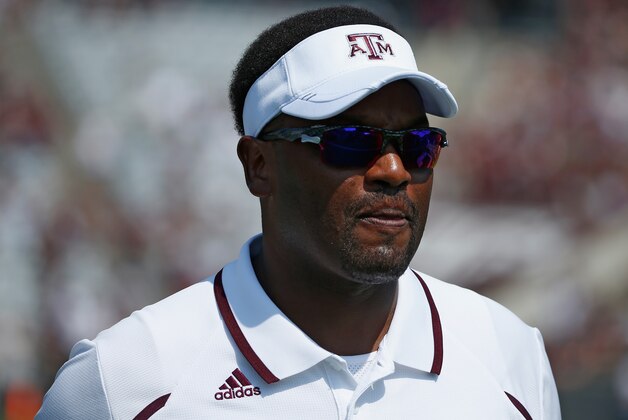 COLLEGE STATION, TX - AUGUST 31:  Texas A&M Aggies head coach Kevin Sumlin is seen the game against the Rice Owls at Kyle Field on August 31, 2013 in College Station, Texas.  (Photo by Scott Halleran/Getty Images)