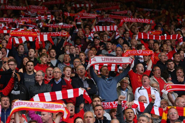 LIVERPOOL, ENGLAND - SEPTEMBER 01: Liverpool fans on The Kop show their support during the Barclays Premier League match between Liverpool and Manchester United at Anfield on September 01, 2013 in Liverpool, England. (Photo by Alex Livesey/Getty Images) LIVERPOOL, ENGLAND - SEPTEMBER 01: Liverpool fans on The Kop show their support during the Barclays Premier League match between Liverpool and Manchester United at Anfield on September 01, 2013 in Liverpool, England. (Photo by Alex Livesey/Getty Images)