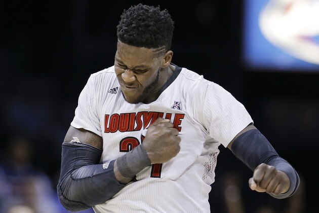 Louisville forward Montrezl Harrell celebrates after scoring against Connecticut during the second half of an NCAA college basketball game in the final of the American Athletic Conference men's tournament Saturday, March 15, 2014, in Memphis, Tenn. Louisville won 71-61. (AP Photo/Mark Humphrey) Louisville forward Montrezl Harrell celebrates after scoring against Connecticut during the second half of an NCAA college basketball game in the final of the American Athletic Conference men's tournament Saturday, March 15, 2014, in Memphis, Tenn. Louisville won 71-61. (AP Photo/Mark Humphrey)