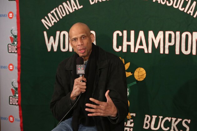 MILWAUKEE, WI - MARCH 3: NBA Hall-of-famer Kareem Abdul-Jabbar speaks during a press conference prior to the game between the Utah Jazz and the Milwaukee Bucks on March 3, 2014 at the BMO Harris Bradley Center in Milwaukee, Wisconsin. NOTE TO USER:  User expressly acknowledges and agrees that, by downloading and or using this Photograph, user is consenting to the terms and conditions of the Getty Images License Agreement.  Mandatory Copyright Notice:  Copyright 2014 NBAE (Photo by Gary Dineen/NBAE via Getty Images)