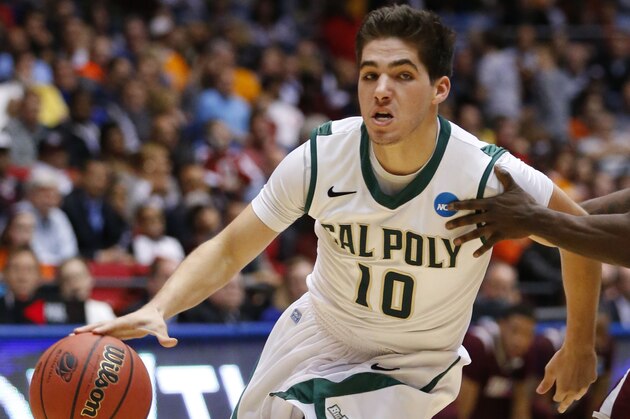 Mar 19, 2014; Dayton, OH, USA; Cal Poly Mustangs guard Ridge Shipley (10) dribbles the ball in the second half of a college basketball game against the Texas Southern Tigers during the first round of the 2014 NCAA Tournament at UD Arena. Mandatory Credit: Rick Osentoski-USA TODAY Sports Mar 19, 2014; Dayton, OH, USA; Cal Poly Mustangs guard Ridge Shipley (10) dribbles the ball in the second half of a college basketball game against the Texas Southern Tigers during the first round of the 2014 NCAA Tournament at UD Arena. Mandatory Credit: Rick Osentoski-USA TODAY Sports