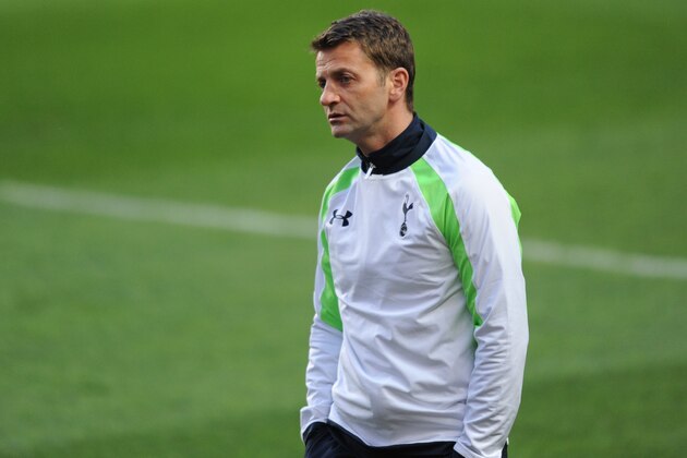 LISBON, PORTUGAL - MARCH 19: The Tottenham Hotspur Manager Tim Sherwood looks on during a training session ahead of their UEFA Europa League round of 16 match second leg against Benfica at Estadio da Luz on March 19, 2014 in Lisbon, Portugal.  (Photo by Steve Bardens/Getty Images)