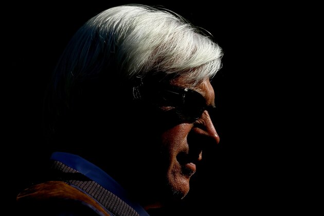 BALTIMORE, MD - MAY 18:  Bob Baffert, trainer of Preakness Stakes favorite Bodemeister, fields questions from the media at Pimlico Race Course on May 18, 2012 in Baltimore, Maryland.  (Photo by Matthew Stockman/Getty Images)