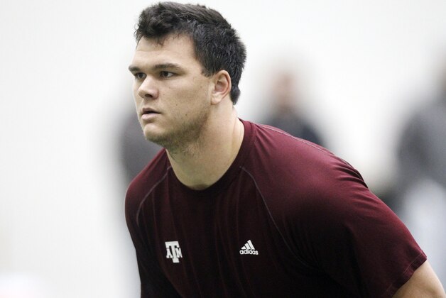 Texas A&M offensive tackle Jake Matthews competes during Texas A&M's pro day held Wednesday, March 5, 2014, in College Station, Texas. (AP Photo/Patric Schneider) Texas A&M offensive tackle Jake Matthews competes during Texas A&M's pro day held Wednesday, March 5, 2014, in College Station, Texas. (AP Photo/Patric Schneider)