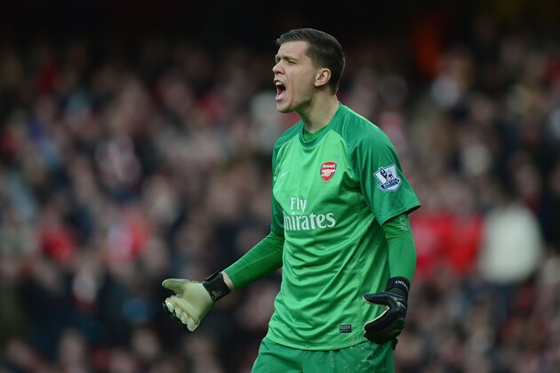 LONDON, ENGLAND - FEBRUARY 22:  Wojciech Szczesny of Arsenal in action during the Barclays Premier League match between Arsenal and Sunderland at Emirates Stadium on February 22, 2014 in London, England.  (Photo by Jamie McDonald/Getty Images)