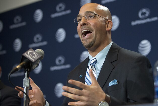 James Franklin answers questions from reporters after he was introduced as Penn State's new football coach during a news conference on Saturday Jan. 11, 2014, in State College, Pa. (AP Photo/John Beale)