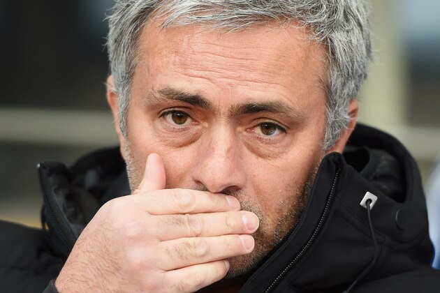 BIRMINGHAM, ENGLAND - MARCH 15:  Jose Mourinho manager of Chelsea looks on prior to the Barclays Premier League match between Aston Villa and Chelsea at Villa Park on March 15, 2014 in Birmingham, England.  (Photo by Michael Regan/Getty Images)