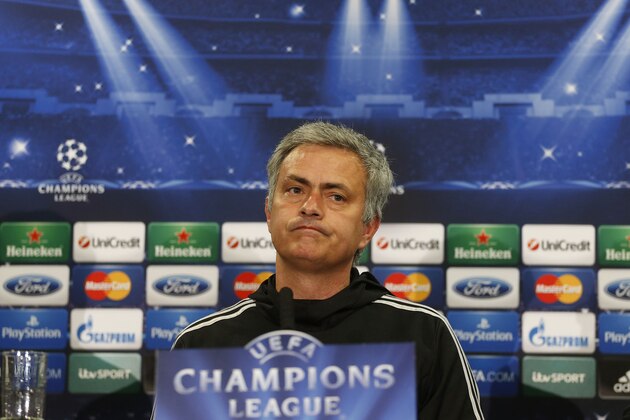 Chelsea's manager Jose Mourinho speaks to the media during a press conference at Stamford Bridge in London, Monday, March 17, 2014. Galatasaray will play Chelsea on Tuesday in their Champions League round of 16 second leg soccer match at Stamford Bridge. (AP Photo/Sang Tan)
