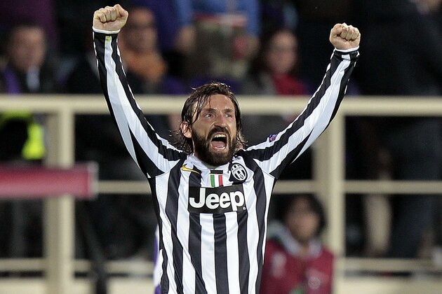 FLORENCE, ITALY - MARCH 20: Andrea Pirlo of Juventus Fc celebrates the victory after during the UEFA Europa League Round of 16 second leg match between ACF Fiorentina and Juventus at Stadio Artemio Franchi on March 20, 2014 in Florence, Italy.  (Photo by Gabriele Maltinti/Getty Images)