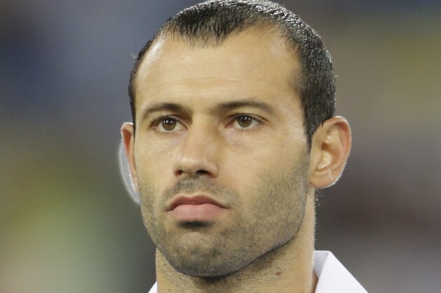 Argentina's Javier Mascherano during a friendly soccer match between Italy and Argentina, in Rome's Olympic stadium, Wednesday, Aug. 14, 2013. (AP Photo/Andrew Medichini)