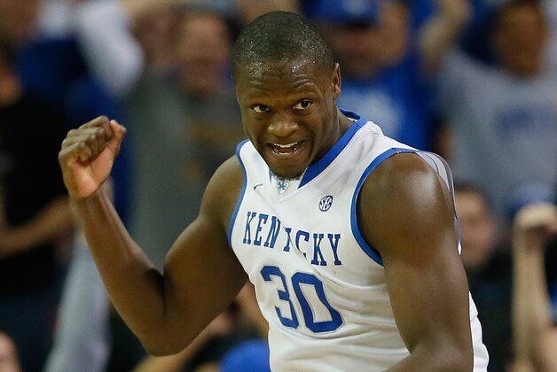 ATLANTA, GA - MARCH 14:  Julius Randle #30 of the Kentucky Wildcats reacts after a dunk against the LSU Tigers during the quarterfinals of the SEC Men's Basketball Tournament at Georgia Dome on March 14, 2014 in Atlanta, Georgia.  (Photo by Kevin C. Cox/Getty Images)