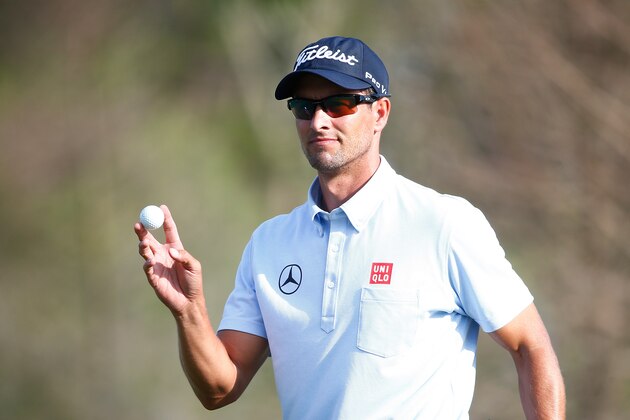 ORLANDO, FL - MARCH 21:  Adam Scott of Australia waves on the 17th green during the second round of the Arnold Palmer Invitational presented by MasterCard at the Bay Hill Club and Lodge on March 21, 2014 in Orlando, Florida.  (Photo by Sam Greenwood/Getty Images)