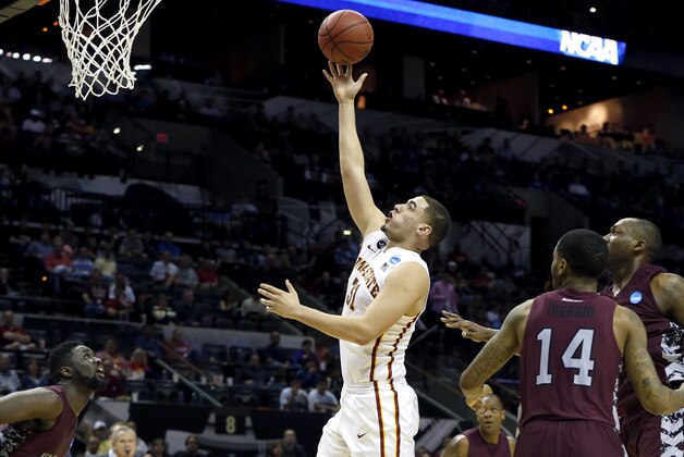 Mar 21, 2014; San Antonio, TX, USA;  Iowa State Cyclones forward Georges Niang (31) shoots against the North Carolina Central Eagles in the second half of a men's college basketball game during the second round of the 2014 NCAA Tournament at AT&T Center. Mandatory Credit: Kevin Jairaj-USA TODAY Sports