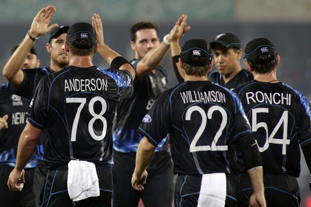 New Zealand's cricketers celebrate the dismissal of England's Michael Lumb during an ICC Twenty20 Cricket World Cup match in Chittagong, Bangladesh, Saturday, March 22, 2014. (AP Photo/Bikas Das) New Zealand's cricketers celebrate the dismissal of England's Michael Lumb during an ICC Twenty20 Cricket World Cup match in Chittagong, Bangladesh, Saturday, March 22, 2014. (AP Photo/Bikas Das)