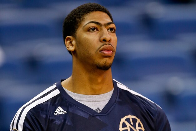 Mar 19, 2014; New Orleans, LA, USA; New Orleans Pelicans forward Anthony Davis (23) sits out of the game against the Toronto Raptors at the Smoothie King Center. Mandatory Credit: Derick E. Hingle-USA TODAY Sports