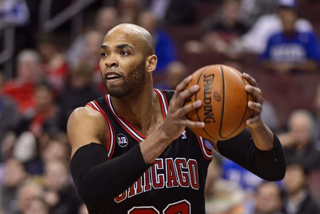 Mar 19, 2014; Philadelphia, PA, USA; Chicago Bulls forward Taj Gibson (22) during the second quarter against the Philadelphia 76ers at the Wells Fargo Center. The Bulls defeated the Sixers 102-94. Mandatory Credit: Howard Smith-USA TODAY Sports