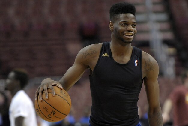 Philadelphia 76ers' Nerlens Noel is seen during an NBA basketball game against the Cleveland Cavaliers on Tuesday, Feb. 18, 2014, in Philadelphia. The Cavaliers beat the 76ers 114-85. (AP Photo/Michael Perez) Philadelphia 76ers' Nerlens Noel is seen during an NBA basketball game against the Cleveland Cavaliers on Tuesday, Feb. 18, 2014, in Philadelphia. The Cavaliers beat the 76ers 114-85. (AP Photo/Michael Perez)