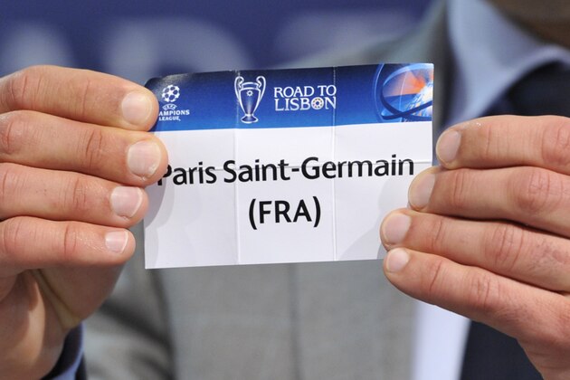 NYON, SWITZERLAND - MARCH 21:  Paris Saint-Germain is drawn during the UEFA Champions League 2013/14 season quarter-finals draw at the UEFA headquarters, The House of European Football, on March 21, 2014 in Nyon, Switzerland.  (Photo by Harold Cunningham/Getty Images for UEFA)