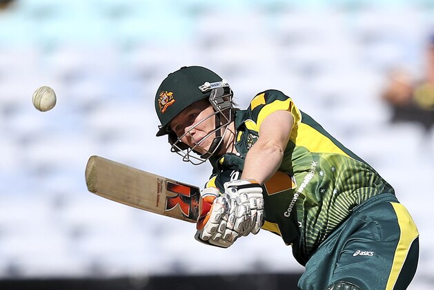 Australia's Alex Blackwell plays a shot in the WT20 cricket match against England during their Women's Ashes series in Sydney, Australia, Sunday, Feb. 2, 2014. England won the Ashes series 10 points to 8. (AP Photo/Rob Griffith)
