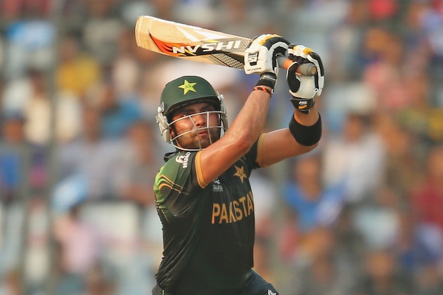 DHAKA, BANGLADESH - MARCH 23:  Umar Akmal of Pakistan bats during the ICC World Twenty20 Bangladesh 2014 match between Australia and Pakistan at Sher-e-Bangla Mirpur Stadium on March 23, 2014 in Dhaka, Bangladesh.  (Photo by Scott Barbour/Getty Images)