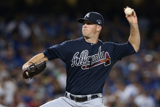 LOS ANGELES, CA - OCTOBER 06:  Alex Wood #58 of the Atlanta Braves pitches in the fourth inning against the Los Angeles Dodgers during Game Three of the National League Division Series at Dodger Stadium on October 6, 2013 in Los Angeles, California.  (Photo by Stephen Dunn/Getty Images)
