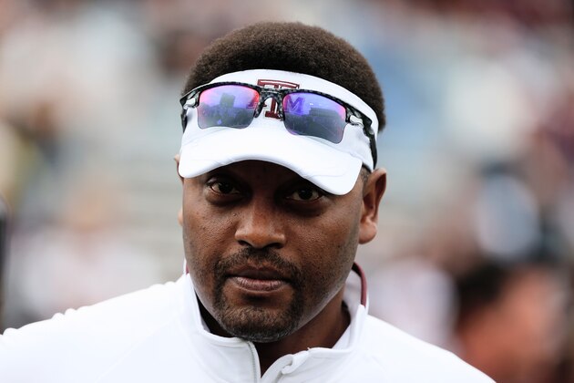 COLLEGE STATION, TX - NOVEMBER 09:  Head coach Kevin Sumlin of the Texas A&M Aggies waits on the field before the game against the Mississippi State Bulldogs at Kyle Field on November 9, 2013 in College Station, Texas.  (Photo by Scott Halleran/Getty Images)