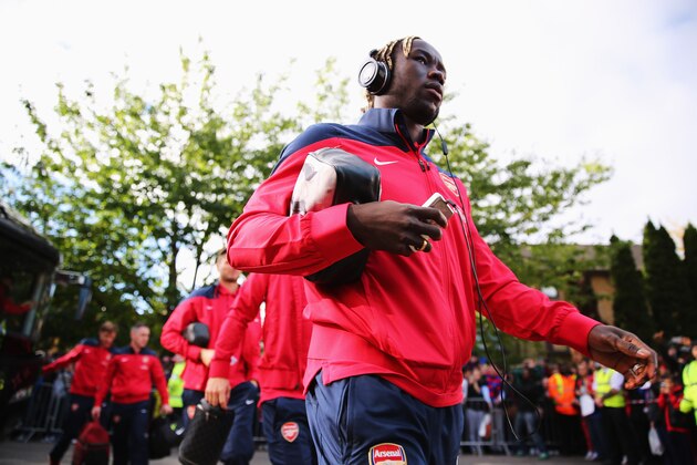 LONDON, ENGLAND - OCTOBER 26: Bacary Sagna of Arsenal arrives for the Barclays Premier League match between Crystal Palace and Arsenal at Selhurst Park on October 26, 2013 in London, England.  (Photo by Clive Rose/Getty Images)