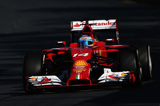 MELBOURNE, AUSTRALIA - MARCH 14:  Fernando Alonso of Spain and Ferrari drives during practice for the Australian Formula One Grand Prix at Albert Park on March 14, 2014 in Melbourne, Australia.  (Photo by Mark Thompson/Getty Images)