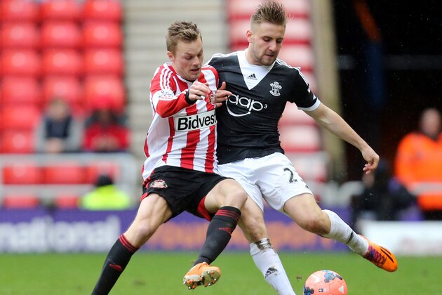 Sunderland's Seb Larsson, left, vies for the ball with Southampton's Luke Shaw, right, during their English FA Cup fifth round soccer match at the Stadium of Light, Sunderland, England, Saturday, Feb. 15, 2014. (AP Photo/Scott Heppell) Sunderland's Seb Larsson, left, vies for the ball with Southampton's Luke Shaw, right, during their English FA Cup fifth round soccer match at the Stadium of Light, Sunderland, England, Saturday, Feb. 15, 2014. (AP Photo/Scott Heppell)