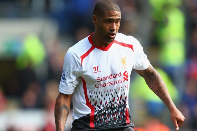 CARDIFF, WALES - MARCH 22:  Glen Johnson of Liverpool during the Barclays Premier League match between Cardiff City and Liverpool at the Cardiff City Stadium on March 22, 2014 in Cardiff, Wales.  (Photo by Michael Steele/Getty Images)