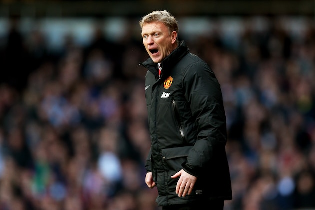 LONDON, ENGLAND - MARCH 22:  David Moyes the Manchester United manager reacts during the Barclays Premier League match between West Ham United and Manchester United at Boleyn Ground on March 22, 2014 in London, England.  (Photo by Paul Gilham/Getty Images)