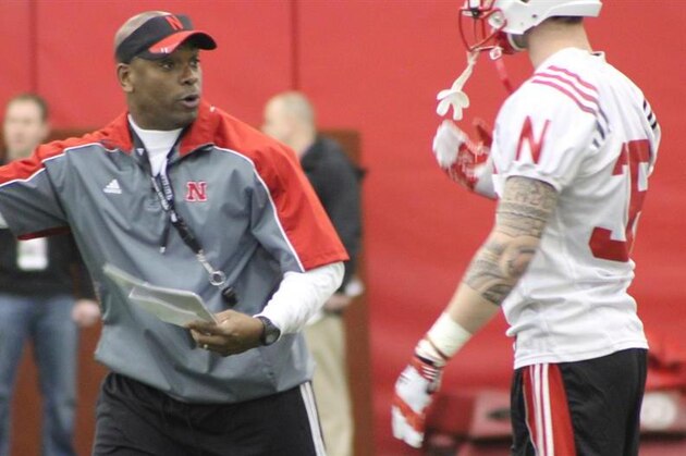 Charlton Warren at Nebraska spring practice