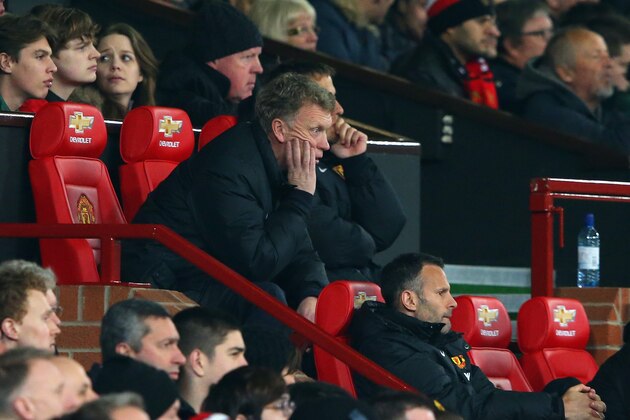 MANCHESTER, ENGLAND - MARCH 25:  Manchester United Manager David Moyes reacts during the Barclays Premier League match between Manchester United and Manchester City at Old Trafford on March 25, 2014 in Manchester, England.  (Photo by Alex Livesey/Getty Images)