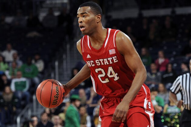 North Carolina State guard T.J. Warren heads up court in the second half of an NCAA college basketball game against Notre Dame, Tuesday, Jan. 7, 2014, in South Bend, Ind. NC State won 77-70 with Warren leading with 17 points. (AP  Photo/Joe Raymond)