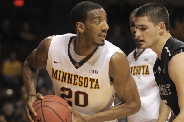 Minnesota's Austin Hollinsduring an NCAA college basketball game in the first round of the National Invitational Tournament against High Point in Minneapolis, Tuesday, March 18, 2014. (AP Photo/Tom Olmscheid) Minnesota's Austin Hollinsduring an NCAA college basketball game in the first round of the National Invitational Tournament against High Point in Minneapolis, Tuesday, March 18, 2014. (AP Photo/Tom Olmscheid)
