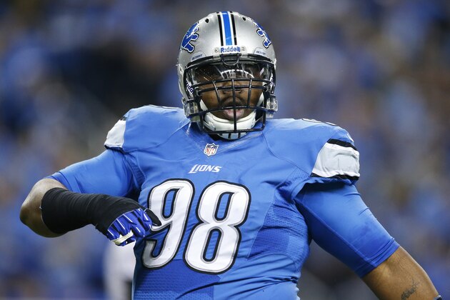 Detroit Lions defensive tackle Nick Fairley (98) during an NFL football game against the Baltimore Ravens at Ford Field in Detroit, Monday, Dec. 16, 2013. (AP Photo/Rick Osentoski)