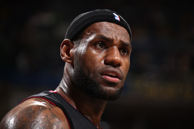 INDIANAPOLIS, IN - MARCH 26: LeBron James #6 of the Miami Heat reacts during a game against the Indiana Pacers on March 26, 2014 at Bankers Life Fieldhouse in Indianapolis, IN.  NOTE TO USER: User expressly acknowledges and agrees that, by downloading and or using this photograph, User is consenting to the terms and conditions of the Getty Images License Agreement. Mandatory Copyright Notice: Copyright 2014 NBAE  (Photo by Nathaniel S. Butler/NBAE via Getty Images)