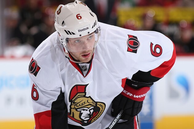 GLENDALE, AZ - OCTOBER 15:  Bobby Ryan #6 of the Ottawa Senators during the NHL game against the Phoenix Coyotes at Jobing.com Arena on October 15, 2013 in Glendale, Arizona.  The Senators defeated the Coyotes 4-3 in overtime.  (Photo by Christian Petersen/Getty Images)